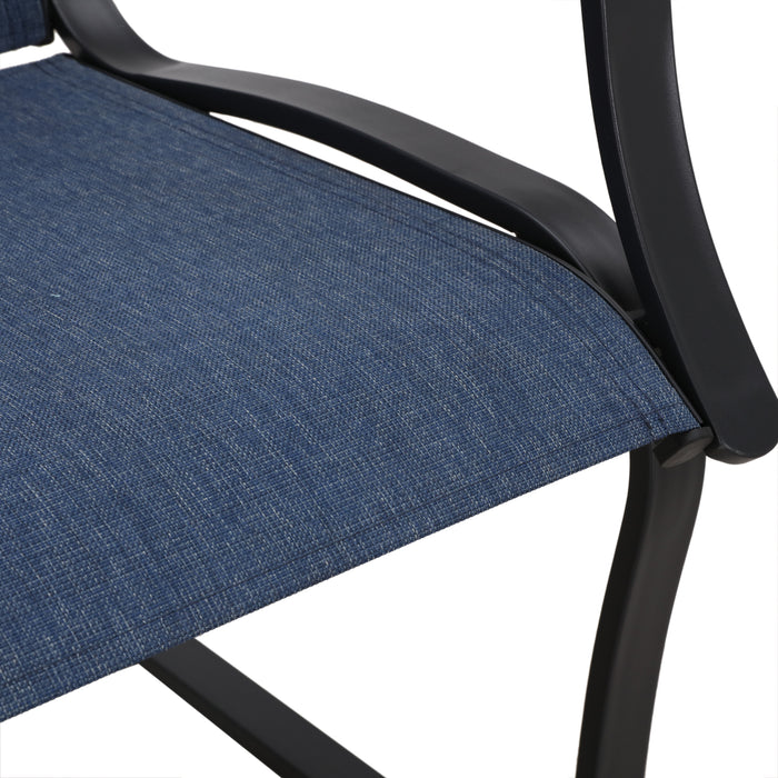 Stylish Patio Metal Armrest Dining Chairs Set with High Back Textilene Fabric 