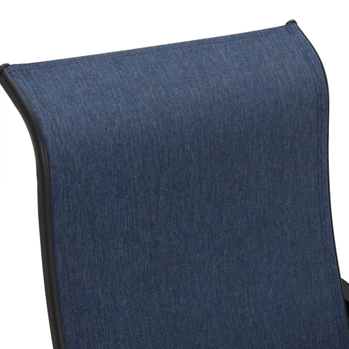 Stylish Patio Metal Armrest Dining Chairs Set with High Back Textilene Fabric 