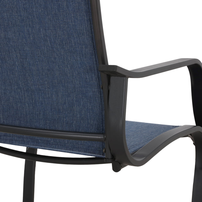 Stylish Patio Metal Armrest Dining Chairs Set with High Back Textilene Fabric 