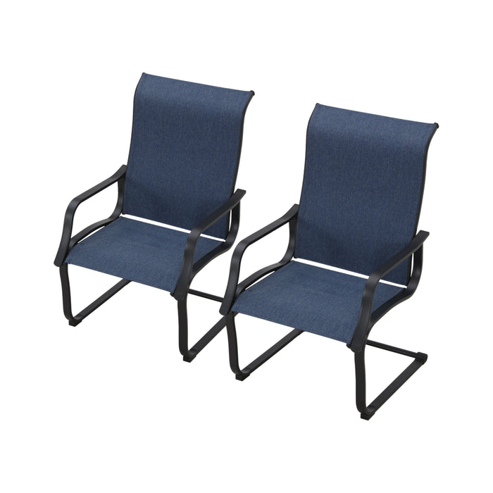 Stylish Patio Metal Armrest Dining Chairs Set with High Back Textilene Fabric