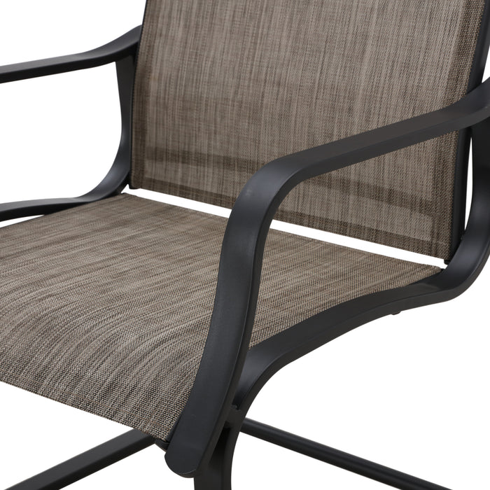 Stylish Patio Metal Armrest Dining Chairs Set with High Back Textilene Fabric 