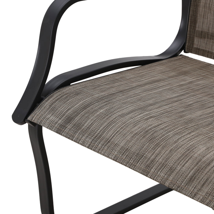 Stylish Patio Metal Armrest Dining Chairs Set with High Back Textilene Fabric 