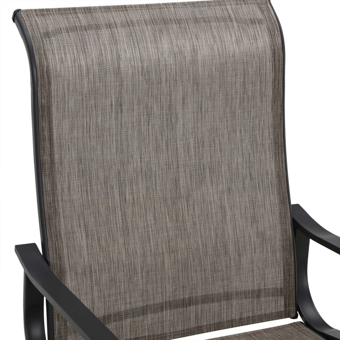 Stylish Patio Metal Armrest Dining Chairs Set with High Back Textilene Fabric 