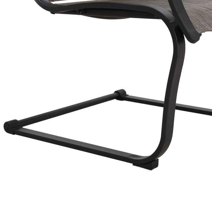 Stylish Patio Metal Armrest Dining Chairs Set with High Back Textilene Fabric 