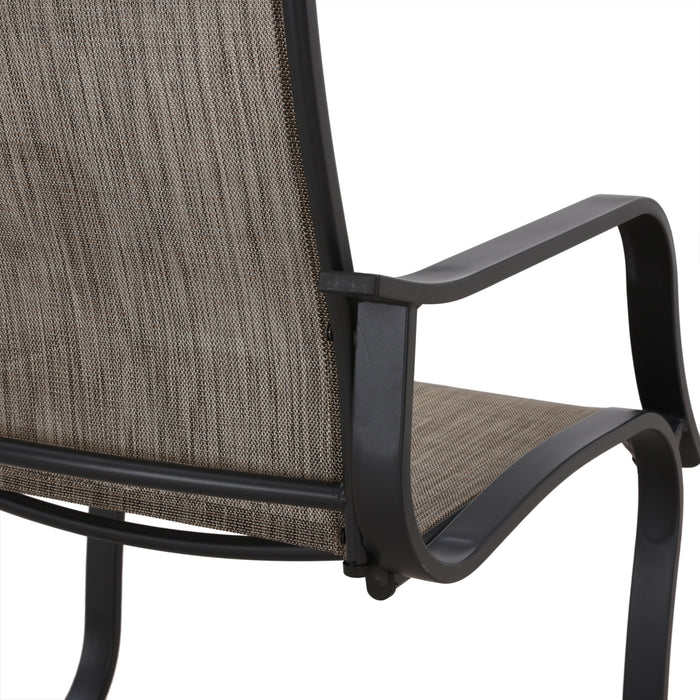 Stylish Patio Metal Armrest Dining Chairs Set with High Back Textilene Fabric 