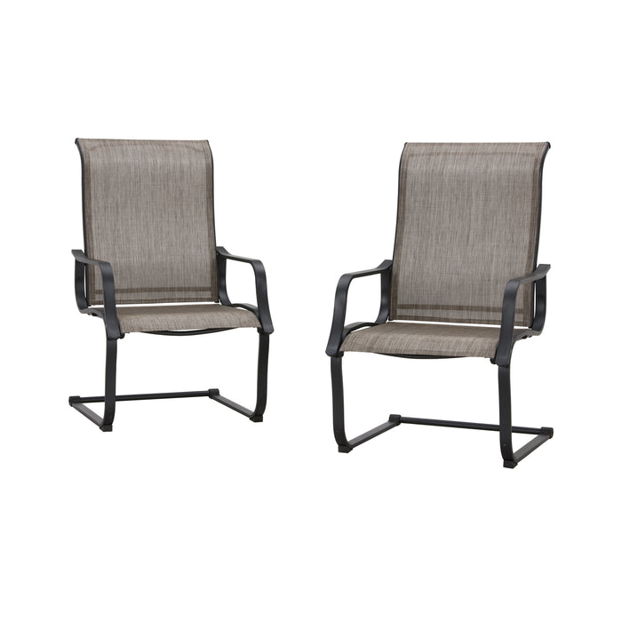 Stylish Patio Metal Armrest Dining Chairs Set with High Back Textilene Fabric 