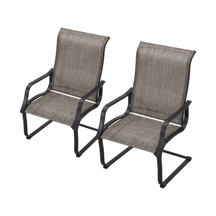 Stylish Patio Metal Armrest Dining Chairs Set with High Back Textilene Fabric 