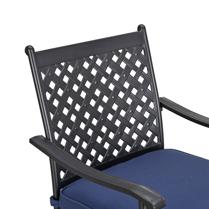 4-Piece Stackable Wrought Iron Patio Dining Chair Set with Armrests and Cushions 