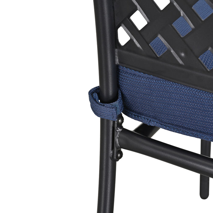 4-Piece Stackable Wrought Iron Patio Dining Chair Set with Armrests and Cushions 