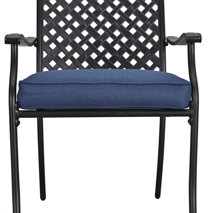 4-Piece Stackable Wrought Iron Patio Dining Chair Set with Armrests and Cushions 