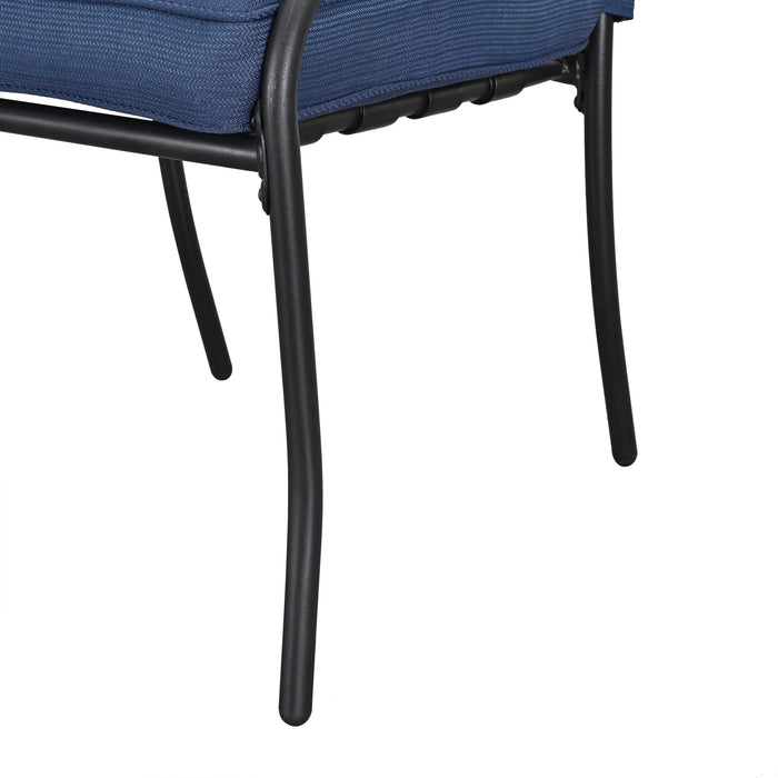 4-Piece Stackable Wrought Iron Patio Dining Chair Set with Armrests and Cushions 
