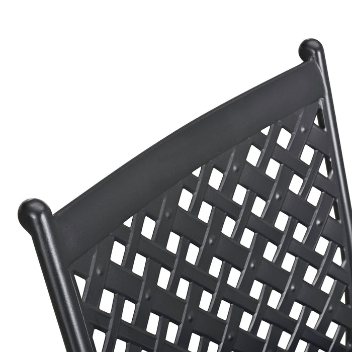 4-Piece Stackable Wrought Iron Patio Dining Chair Set with Armrests and Cushions 