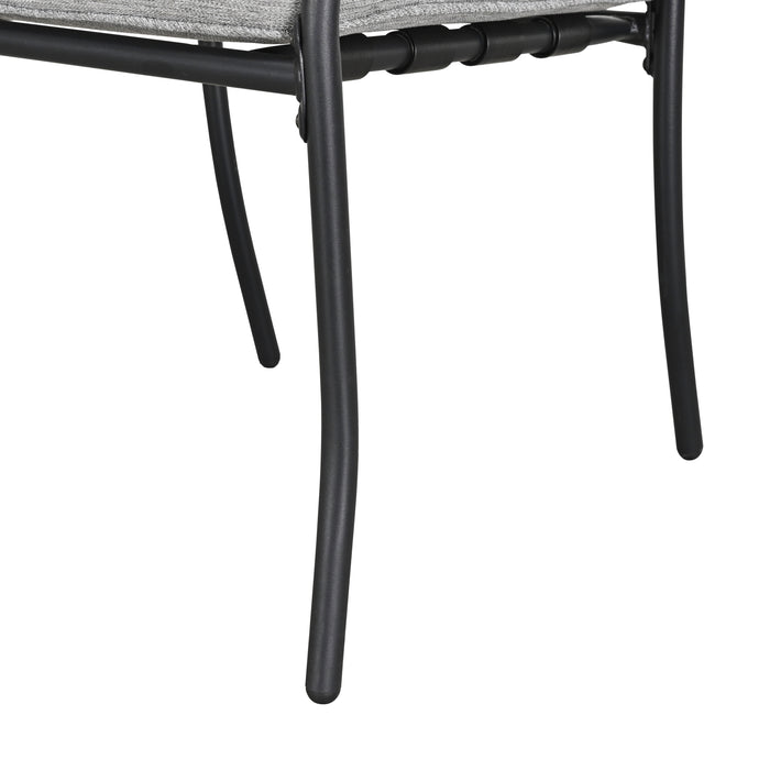 4-Piece Stackable Wrought Iron Patio Dining Chair Set with Armrests and Cushions 