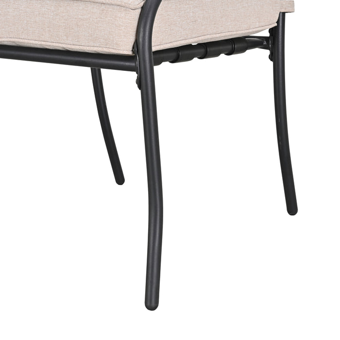 4-Piece Stackable Wrought Iron Patio Dining Chair Set with Armrests and Cushions 
