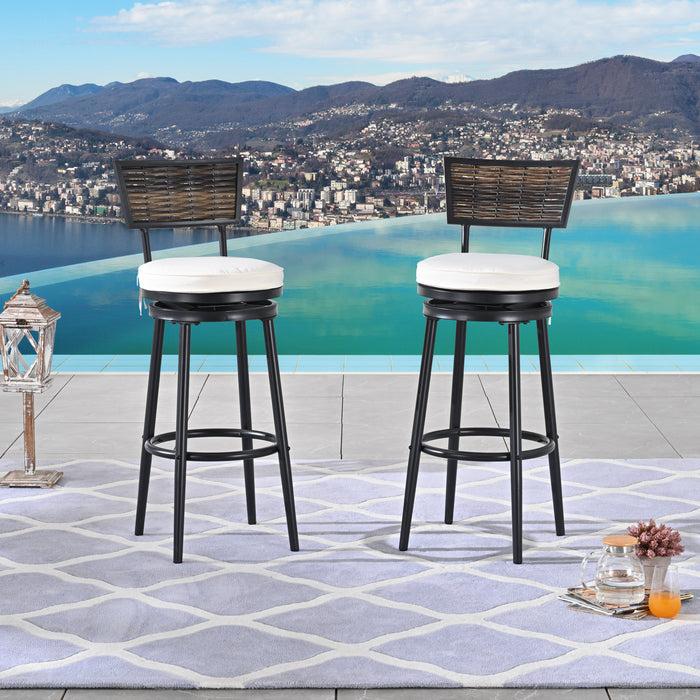 29.5" Backrest Bar Stool with Thick Cushion Round Swivel Seat, Bar Chair Metal Frame and Foot Pedals