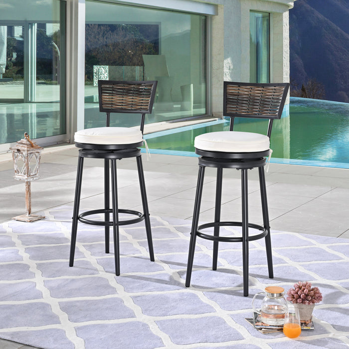 2-Pack Backrest Bar Stool with Thick Cushion Round Swivel Seat, Bar Chair Metal Frame and Foot Pedals 