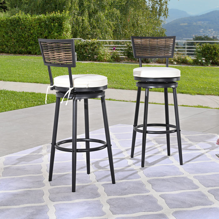2-Pack Backrest Bar Stool with Thick Cushion Round Swivel Seat, Bar Chair Metal Frame and Foot Pedals 