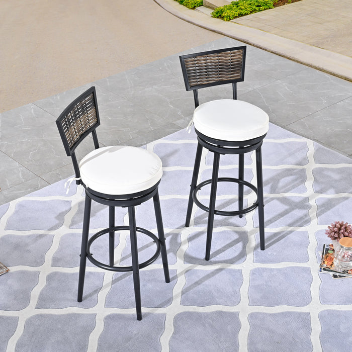 2-Pack Backrest Bar Stool with Thick Cushion Round Swivel Seat, Bar Chair Metal Frame and Foot Pedals 