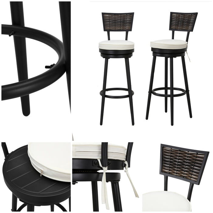 29.5" Backrest Bar Stool with Thick Cushion Round Swivel Seat, Bar Chair Metal Frame and Foot Pedals