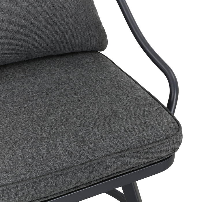 Elegant 2-Piece Outdoor 25" Swivel Counter Height Chairs with Wicker Detailing and Cushions 