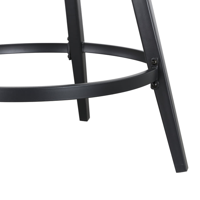 Elegant 2-Piece Outdoor 25" Swivel Counter Height Chairs with Wicker Detailing and Cushions 