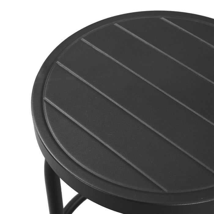 2-Pack Black Backless Bar Stool with Round Seat & Metal Frame, Foot Rest 