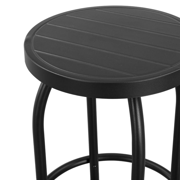 28.7" Black Backless Bar Stool with Round Seat & Metal Frame, Foot Rest