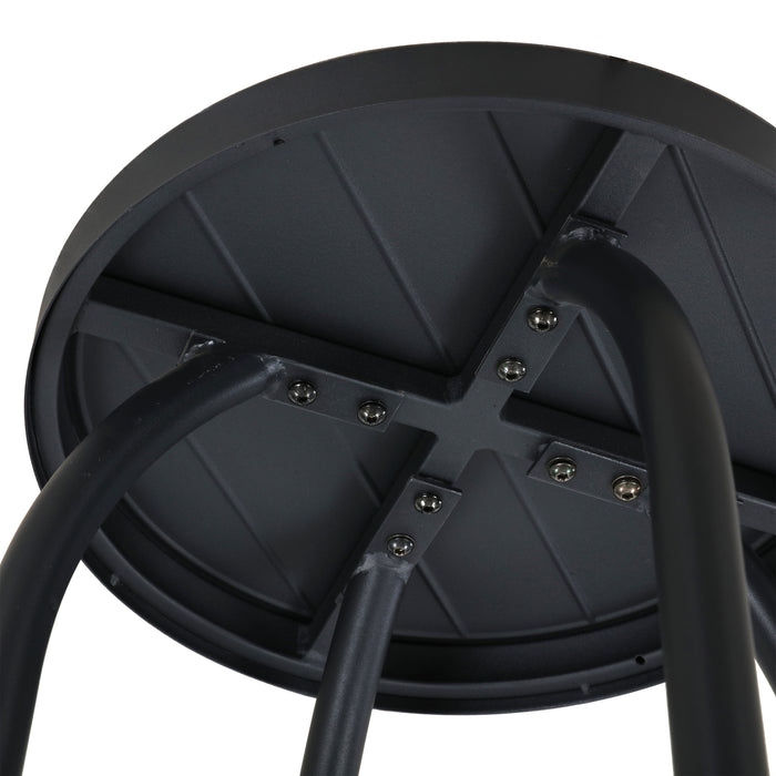 2-Pack Black Backless Bar Stool with Round Seat & Metal Frame, Foot Rest 