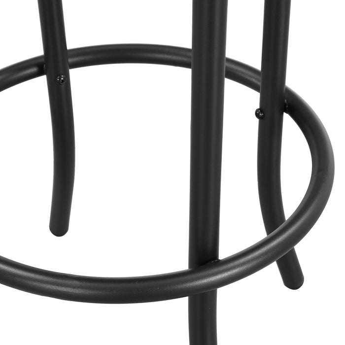 28.7" Black Backless Bar Stool with Round Seat & Metal Frame, Foot Rest