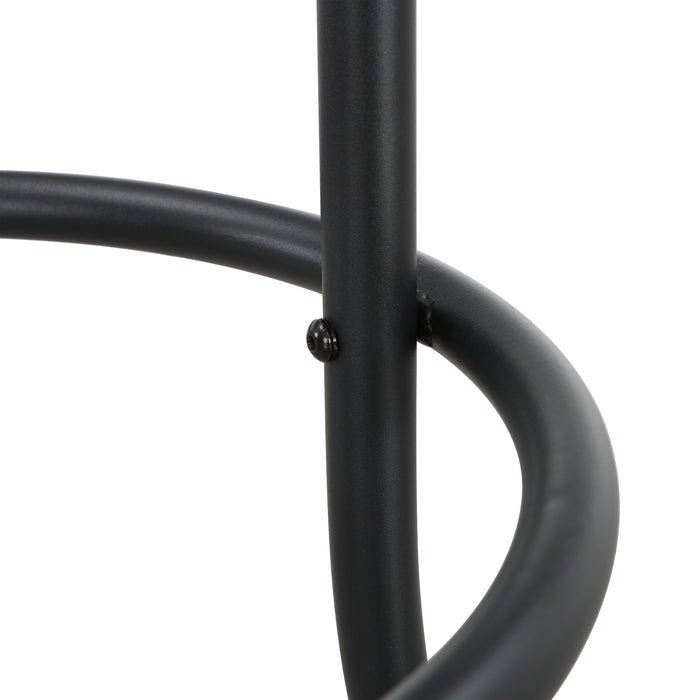 2-Pack Black Backless Bar Stool with Round Seat & Metal Frame, Foot Rest 