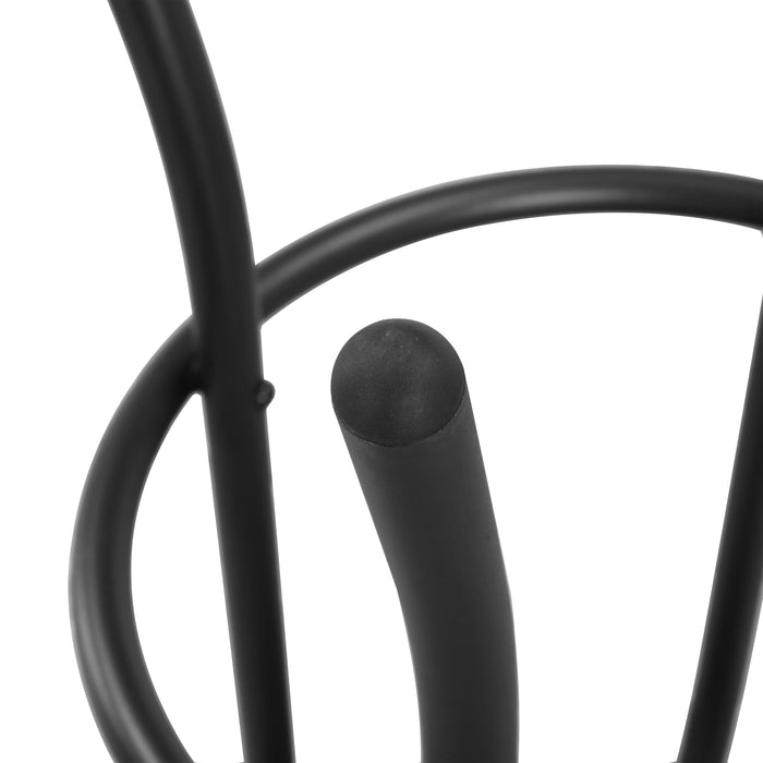 2-Pack Black Backless Bar Stool with Round Seat & Metal Frame, Foot Rest 