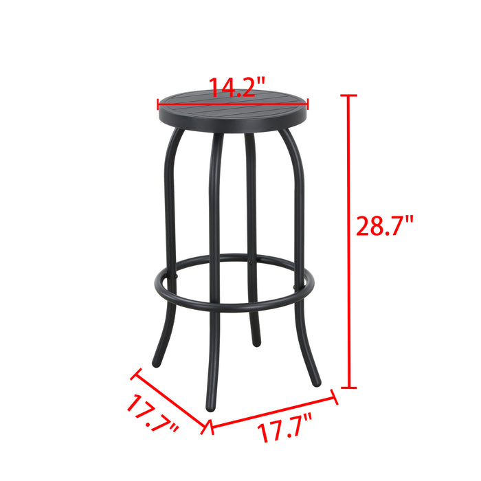 28.7" Black Backless Bar Stool with Round Seat & Metal Frame, Foot Rest