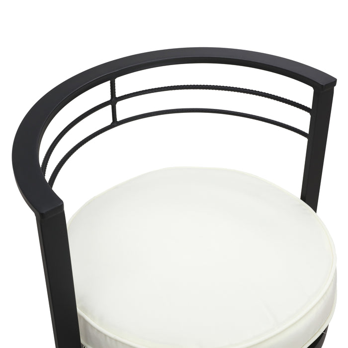 Beige Outdoor 27.5" Backrest Swivel Bar Chairs with Removable Thick Cushion & Black Metal Frame 