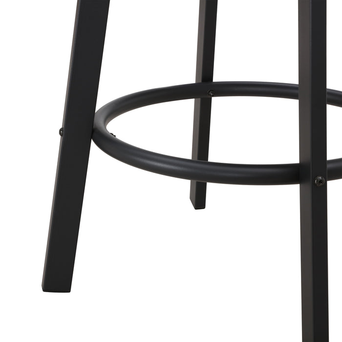 Beige Outdoor 27.5" Backrest Swivel Bar Chairs with Removable Thick Cushion & Black Metal Frame 