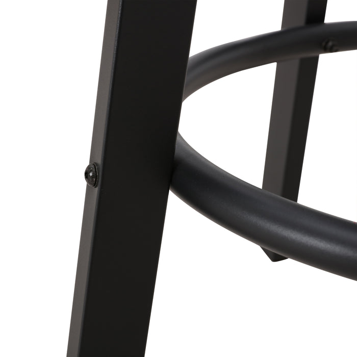 Beige Outdoor 27.5" Backrest Swivel Bar Chairs with Removable Thick Cushion & Black Metal Frame 