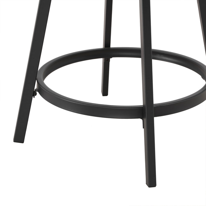 Outdoor 23.4" Swivel Counter Height Chairs with High Hollowed-Out Chair Back, Metal Frame and Removable Beige Cushions 