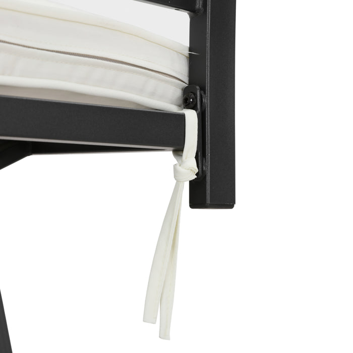 Outdoor 23.4" Swivel Counter Height Chairs with High Hollowed-Out Chair Back, Metal Frame and Removable Beige Cushions 
