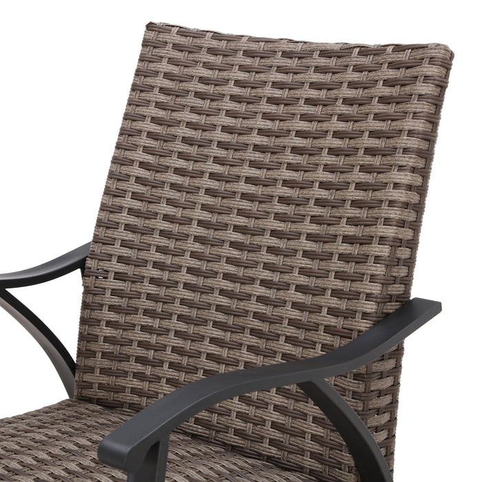 Luxury 2-Piece Outdoor 31.5" Swivel Bar Height Chairs with High-Backrest Rattan Wicker and Comfort Cushioned Armrest Dining Chairs 