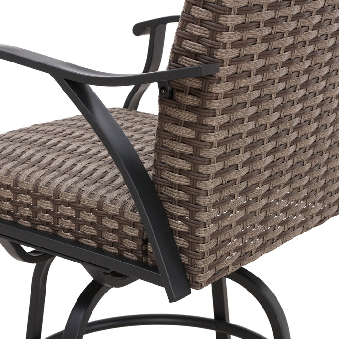 Luxury 2-Piece Outdoor 31.5" Swivel Bar Height Chairs with High-Backrest Rattan Wicker and Comfort Cushioned Armrest Dining Chairs 