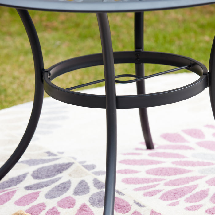 5-Pieces Patio Dining Set of 4 Armrest Dining Chair with Breathable Textilene Fabric and 1 Square Table with 2.04" Umbrella Hole 