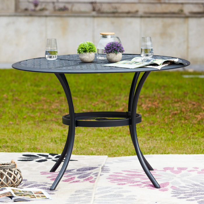5-Piece Patio Dining Set Metal Chairs with Seat Cushions and Round Iron Table 