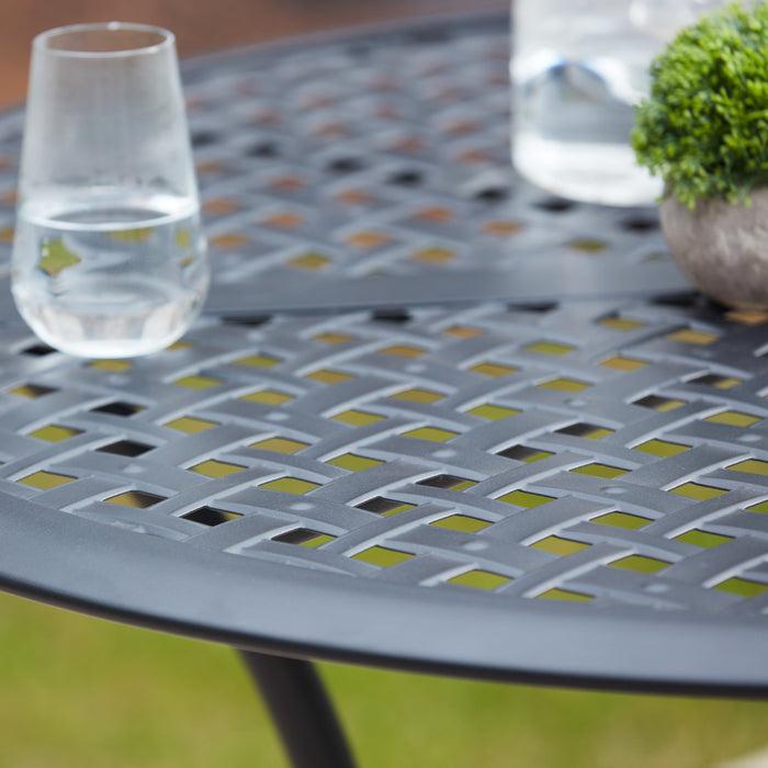 5-Piece Patio Dining Set Metal Chairs with Seat Cushions and Round Iron Table 