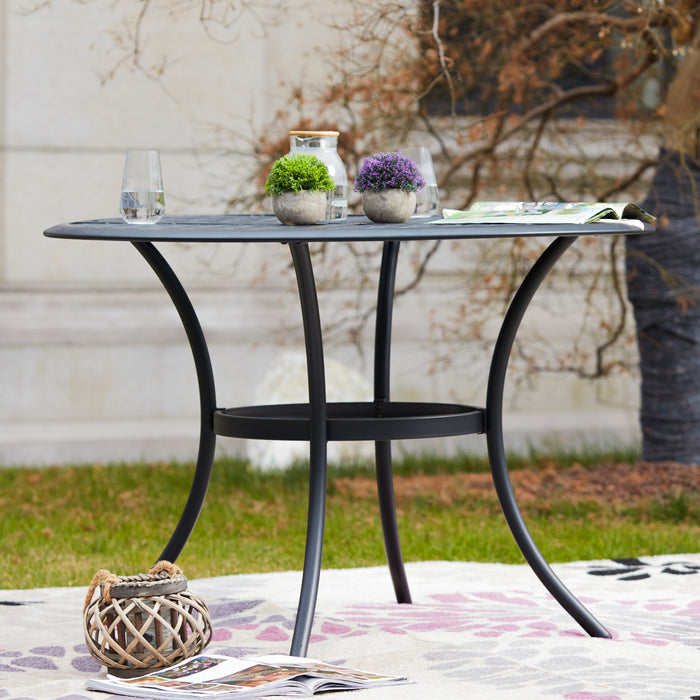 5-Pieces Patio Dining Set of 4 Armrest Dining Chair with Breathable Textilene Fabric and 1 Square Table with 2.04" Umbrella Hole 
