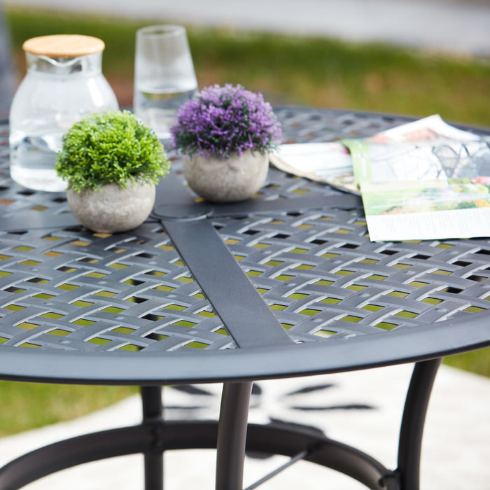 5-Pieces Patio Dining Set of 4 Armrest Dining Chair with Breathable Textilene Fabric and 1 Square Table with 2.04" Umbrella Hole 