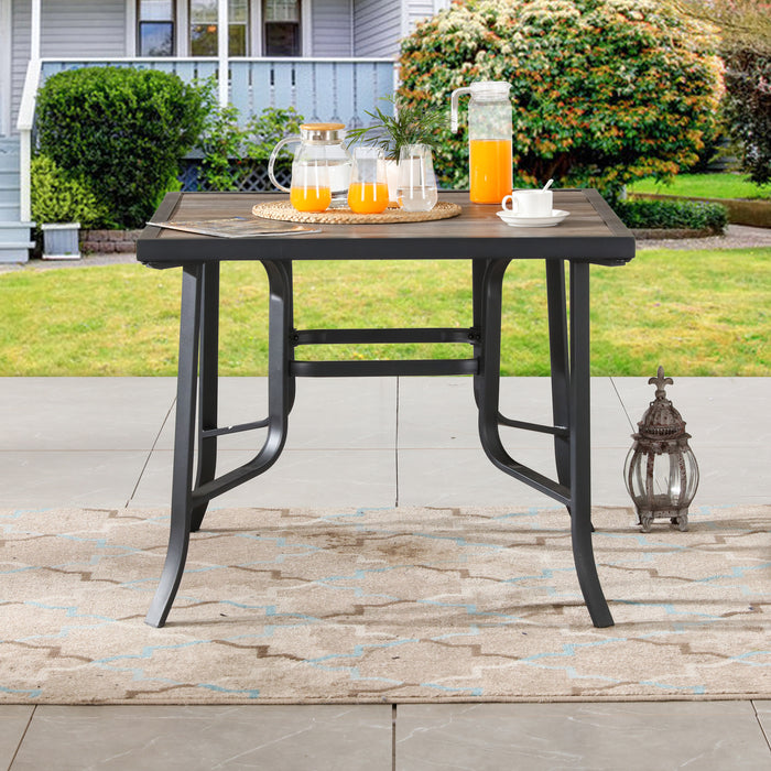 5-Pieces Patio Dining Set of 4 Armrest Dining Chair with Breathable Textilene Fabric and 1 Square Metal Table (Blue) 