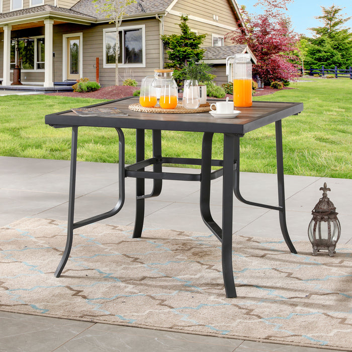 5-Pieces Patio Dining Set of 4 Armrest Dining Chair with Breathable Textilene Fabric and 1 Square Metal Table (Blue) 