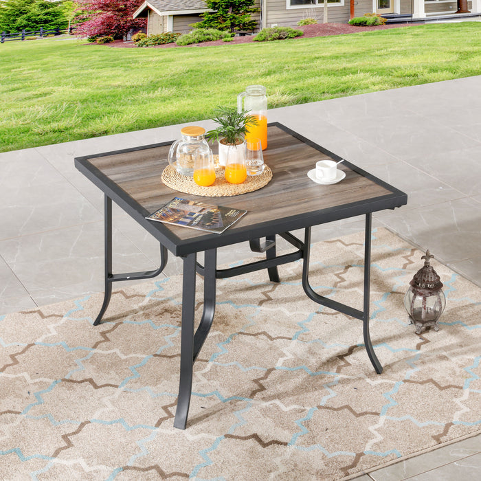 5-Pieces Patio Dining Set of 4 Armrest Dining Chair with Breathable Textilene Fabric and 1 Square Metal Table (Blue) 