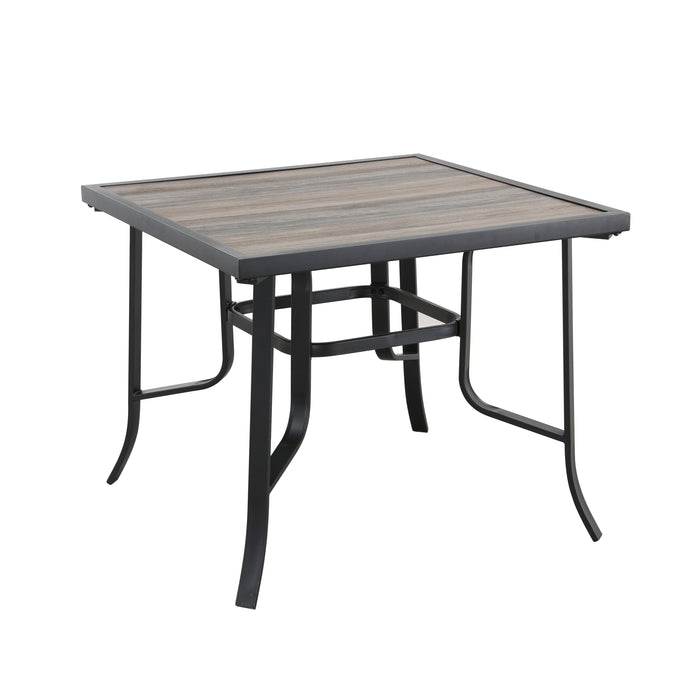 5-Pieces Patio Dining Set of 4 Armrest Dining Chair with Breathable Textilene Fabric and 1 Square Metal Table (Blue) 