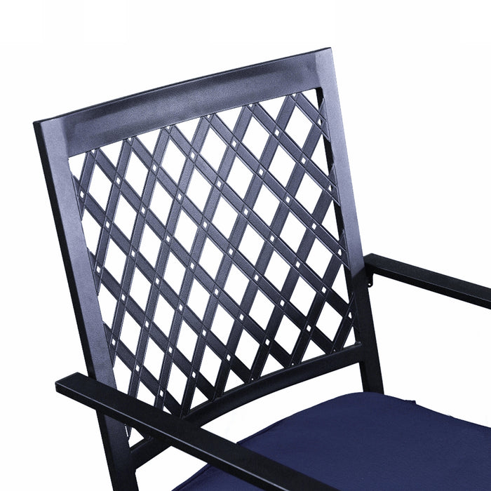 2-Pack Metal 360° Swivel Rocker Patio Chairs Set with Thick Cushions (Blue) 