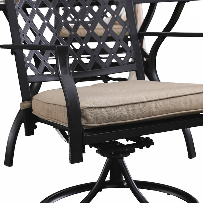 2-Pack Metal 360° Swivel Rocker Patio Chairs Set with Thick Cushions (Blue) 